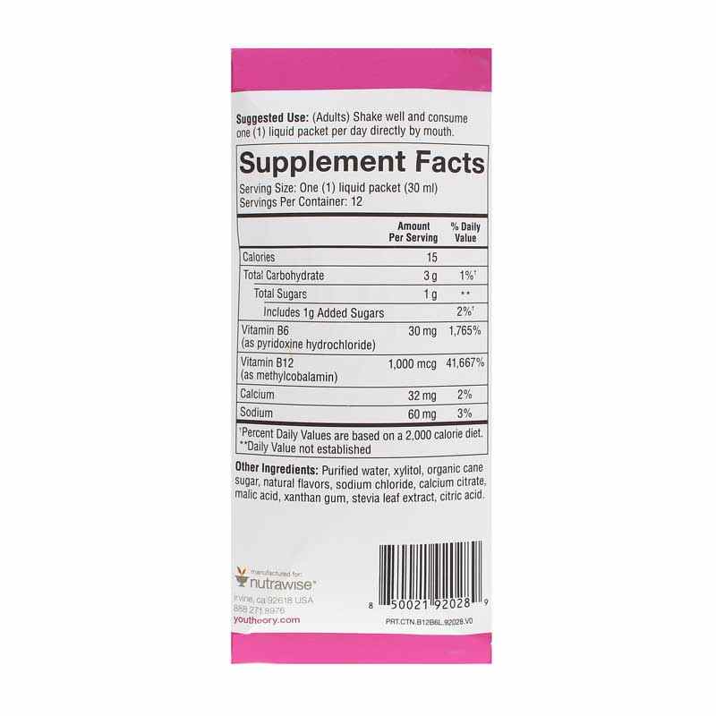 B12 B6 Essential Daily Vitamins Liquid, 12 Packets, YTY