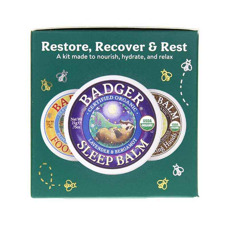 Badger Balm Restore, Recover & Rest Mini Sampler, 3 Products, BA