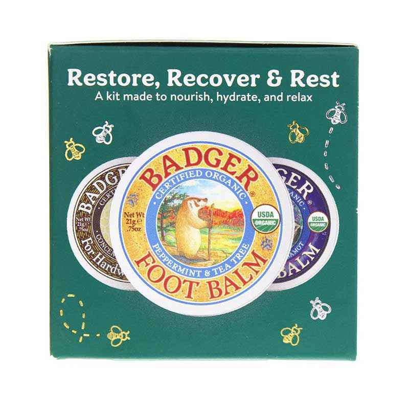 Badger Balm Restore, Recover & Rest Mini Sampler, 3 Products, BA