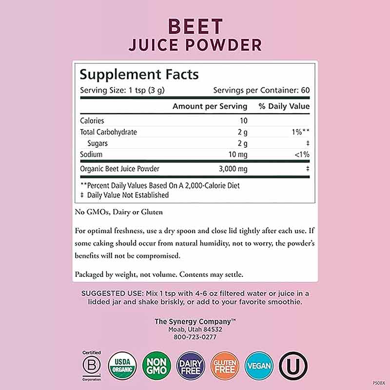 Beet Organic Juice Powder, 6.4 Oz, PSY