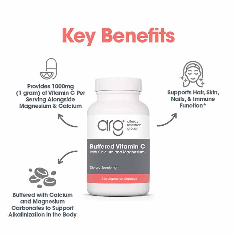 Buffered Vitamin C Capsules, 120 Veg Capsules, ARG