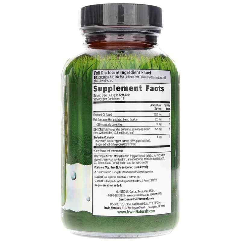 CBD + Ashwagandha, 60 Liquid Softgels, IRN