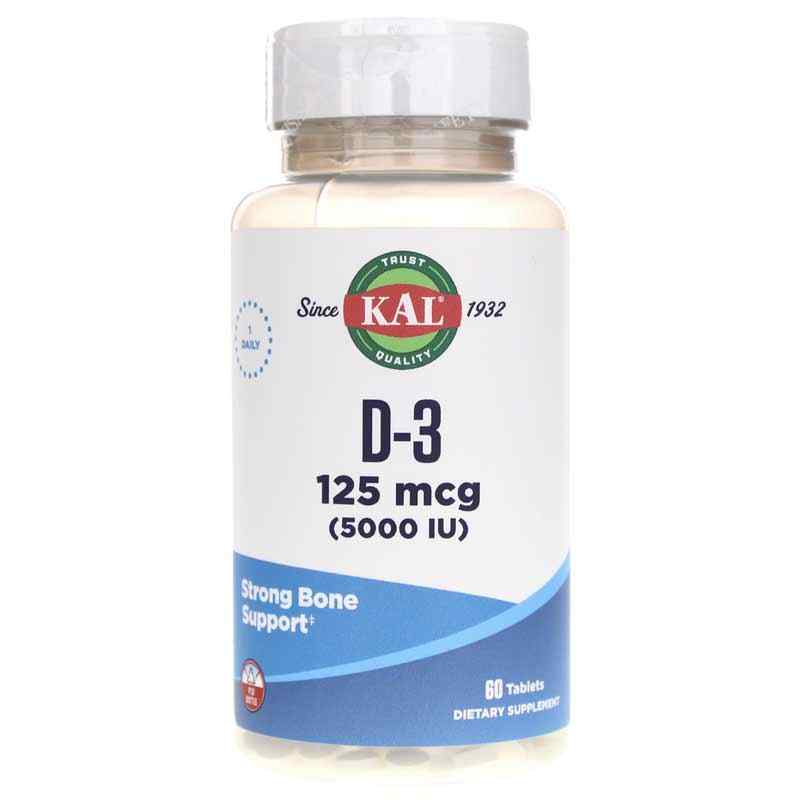 D-3 125 Mcg (5000 IU), 60 Tablets, KAL