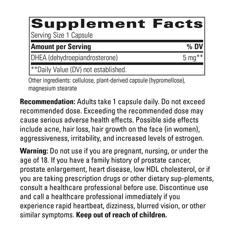 DHEA 5 Mg, 60 Veg Capsules, INT