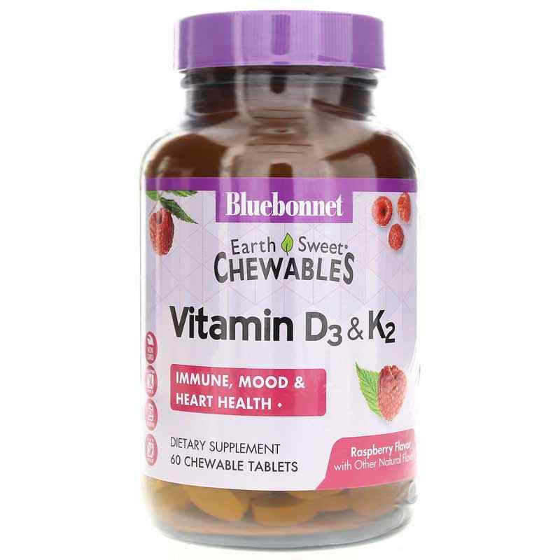 Earth Sweet Chewables Vitamin D3 & K2, 60 Chewable Tablets, BB