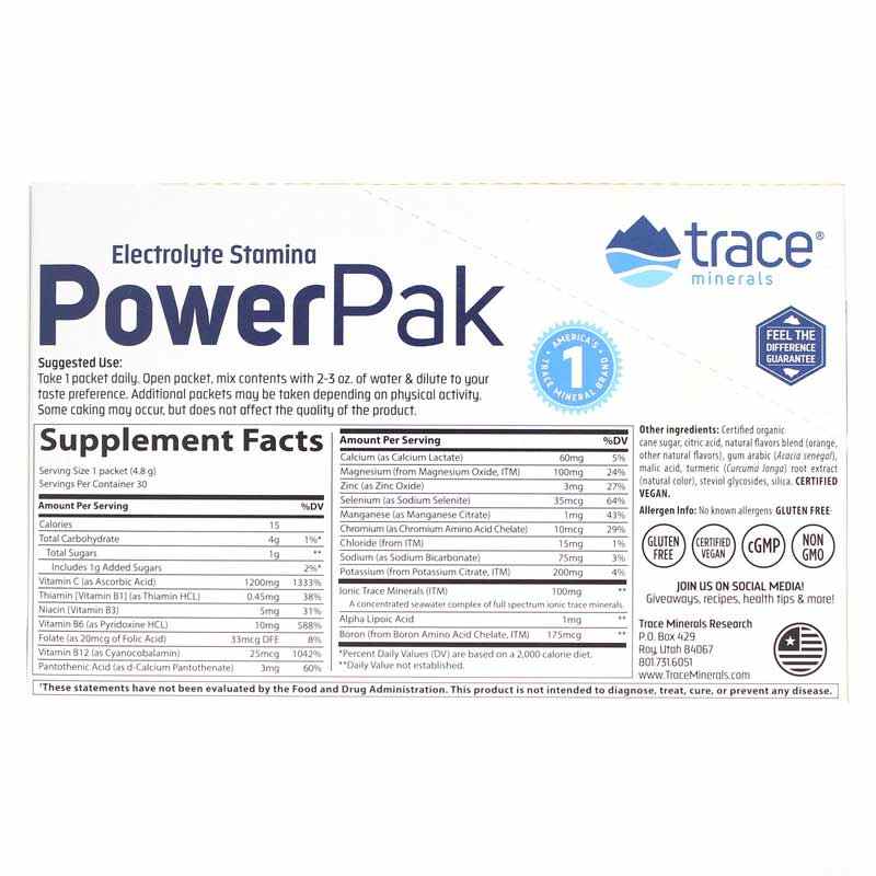 Trace Minerals Electrolyte Stamina Power Pak, Raspberry - 30