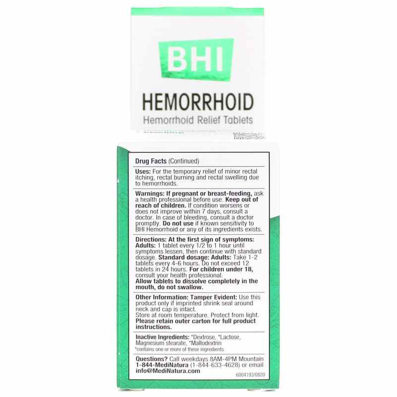 Hemorrhoid Relief Tablets, BHI