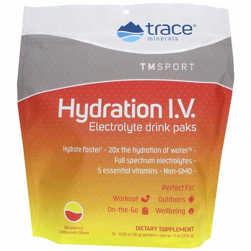 Hydration I.V. Electrolyte Drink Paks Raspberry Lemonade, 16 Packets, TMR