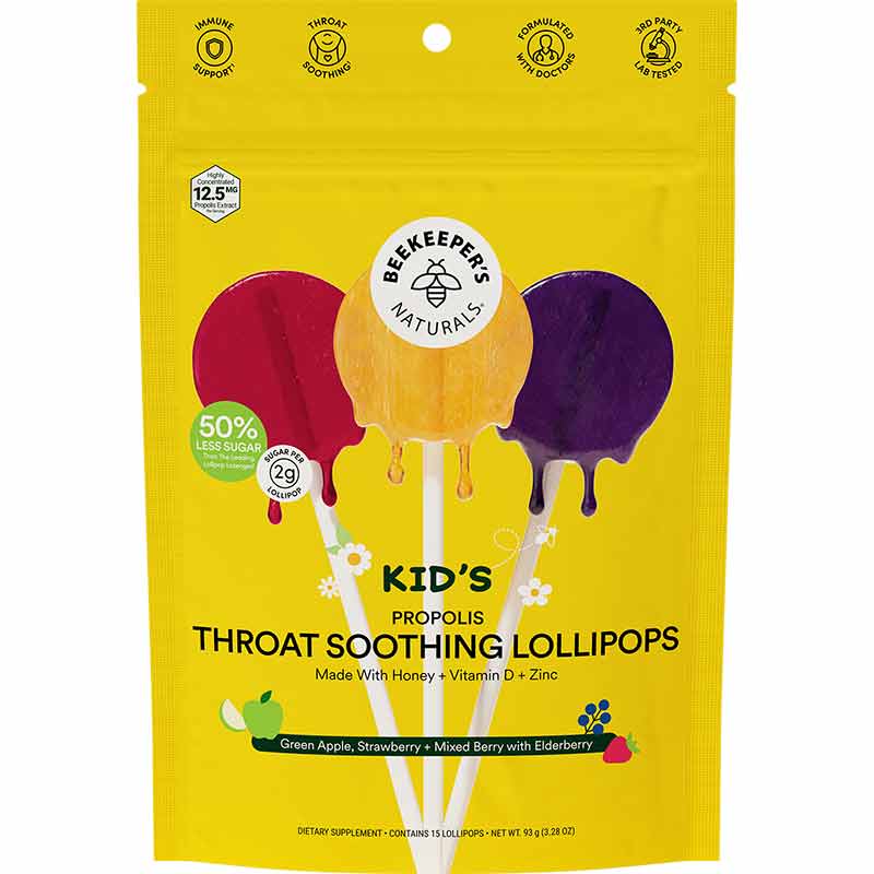 Kids Throat Soothing Lollipops Variety Pack, 15 Lollipops, BKN