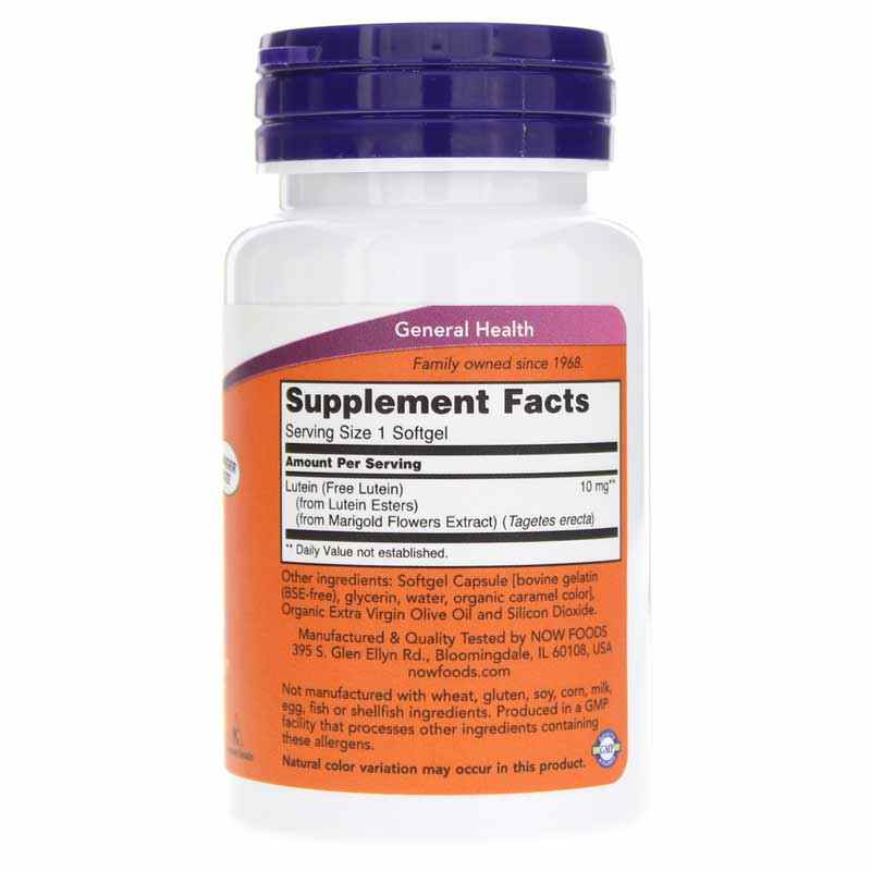 Lutein 10 Mg, 120 Softgels, NOW