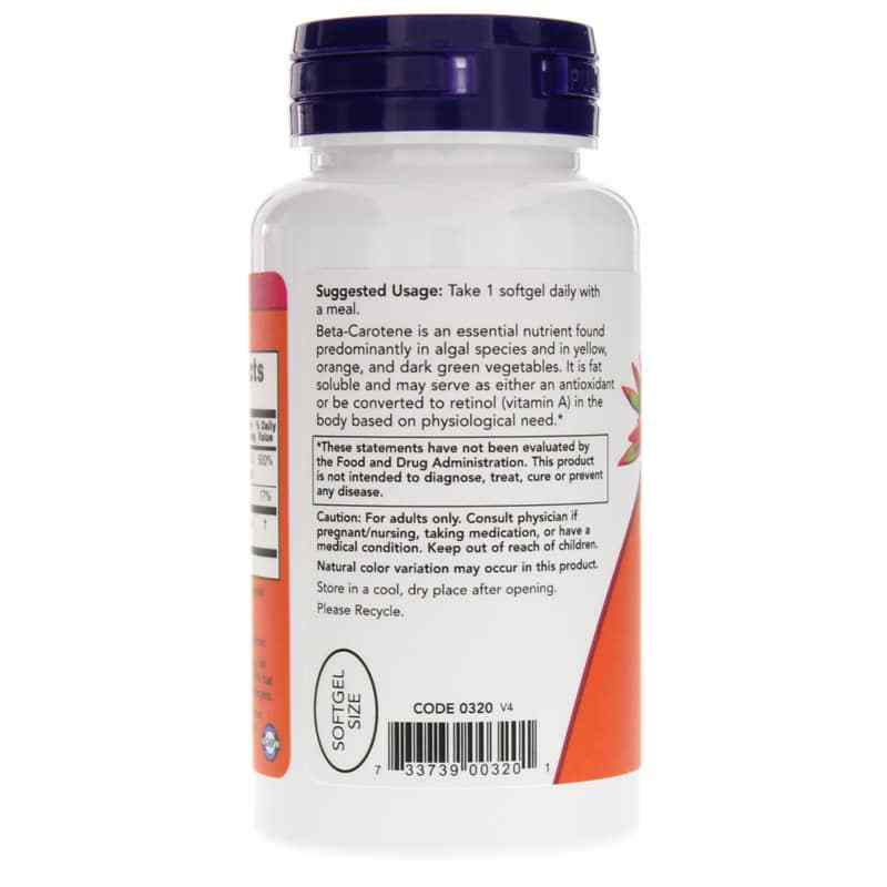 Natural Beta-Carotene 25,000 IU, 90 Softgels, NOW