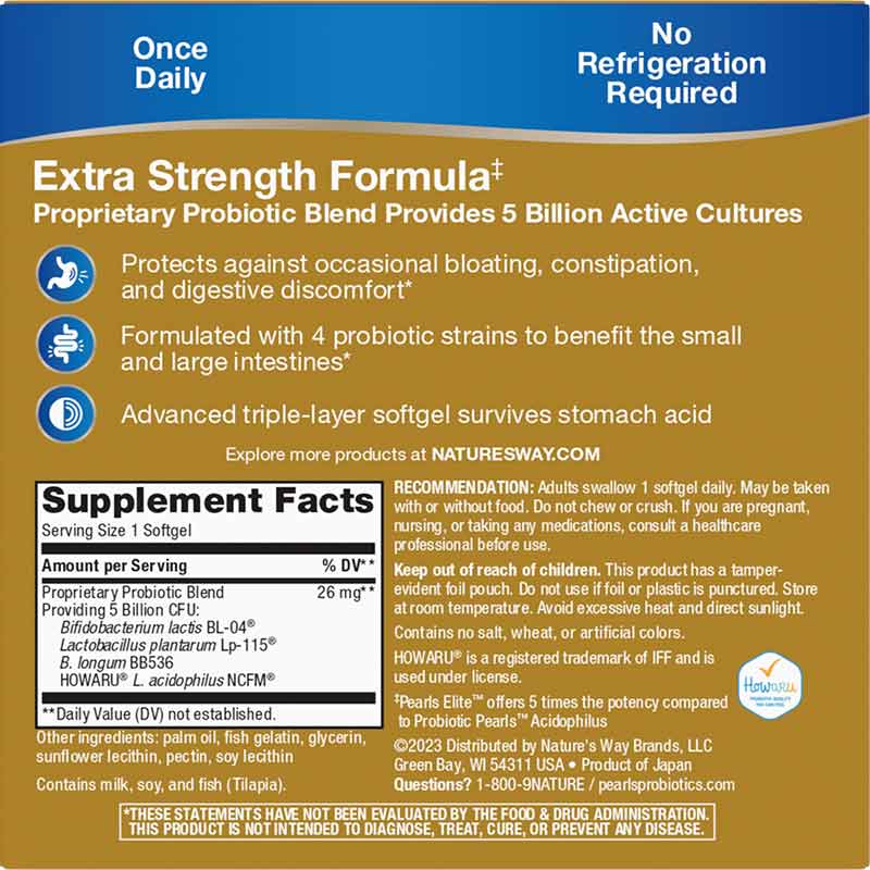 Pearls Elite Extra Strength Probiotics, 30 Softgels, NWA