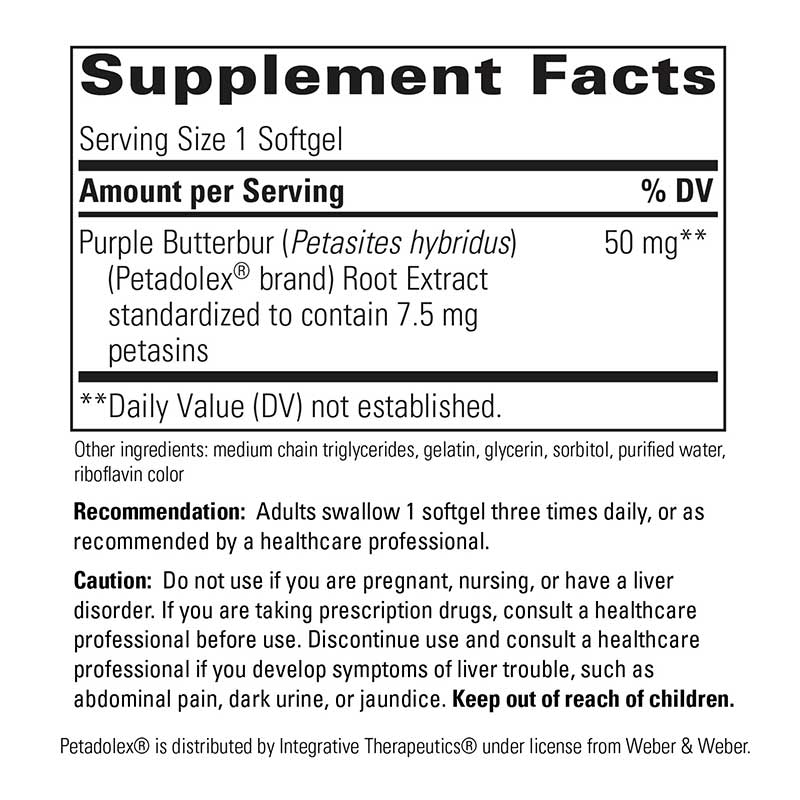 Petadolex Purple Butterbur Extract, 60 Softgels, INT