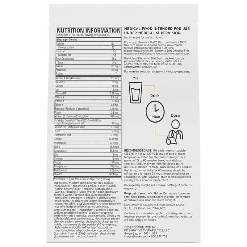 Physicians Elemental Diet Dextrose Free, INT