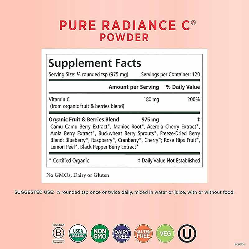 Pure Radiance C 100% Natural Vitamin C Powder, 4 Oz, PSY