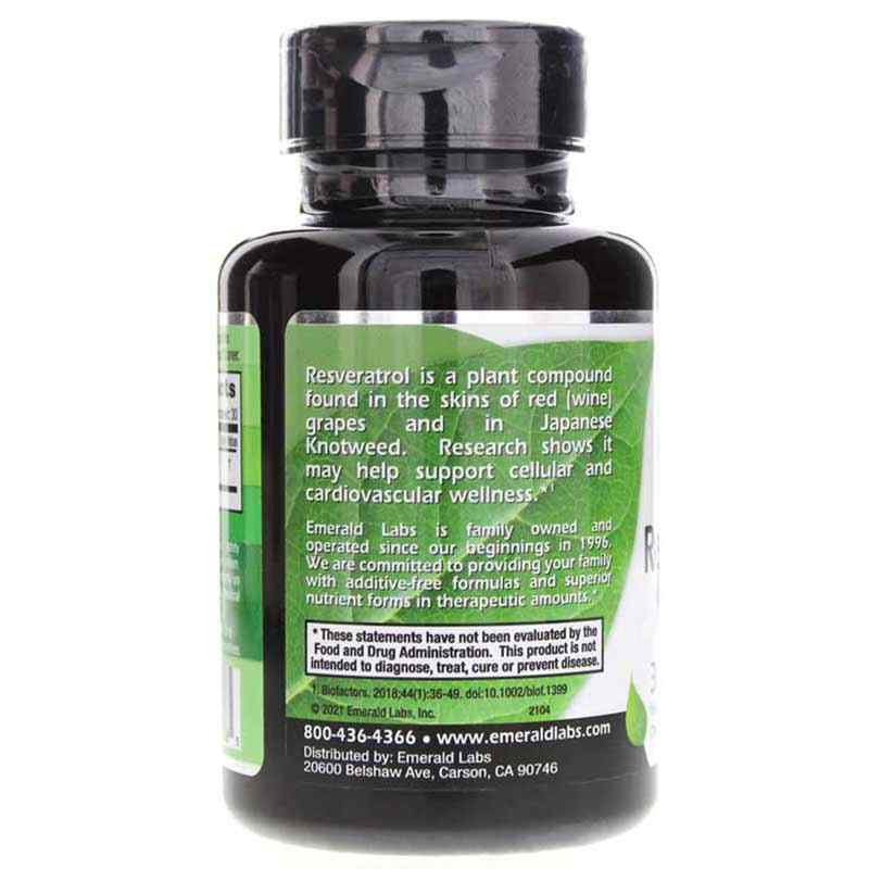 Resveratrol High Potency 250 Mg, 30 Veg Capsules, EMD