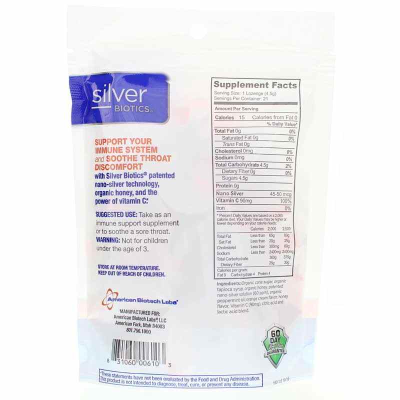 Silver Biotics Silver Lozenges with Vitamin C, 21 Lozenges, AMBL