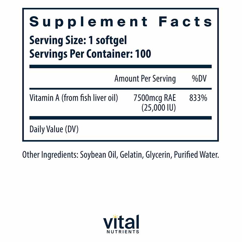 Vitamin A from Fish Liver Oil, 100 Softgels, VTN