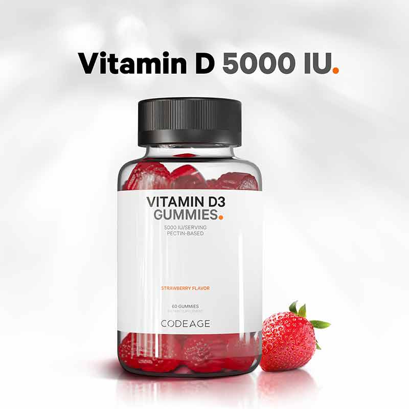 Vitamin D3 Gummies 5000 IU, 60 Gummies, CDE