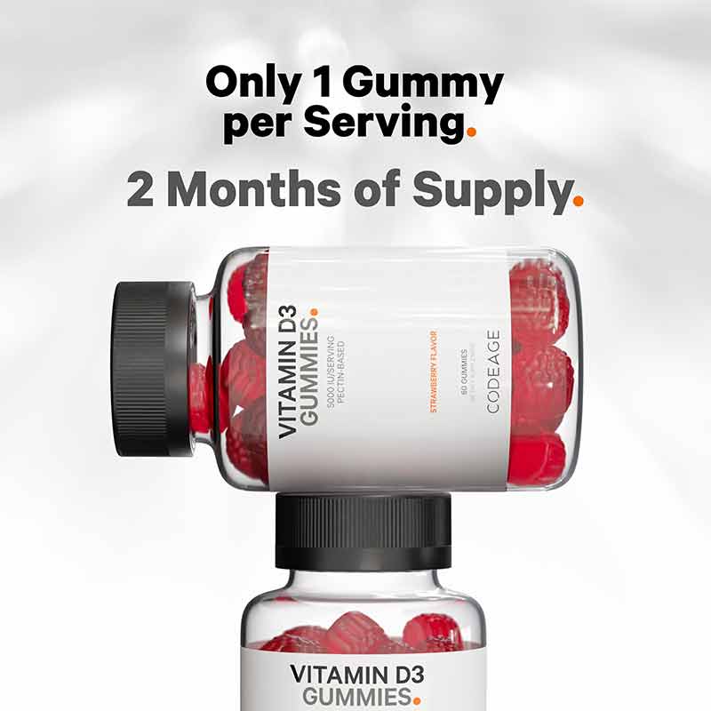 Vitamin D3 Gummies 5000 IU, 60 Gummies, CDE