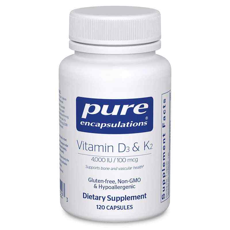 Vitamin D3 & K2, 120 Capsules, PEC